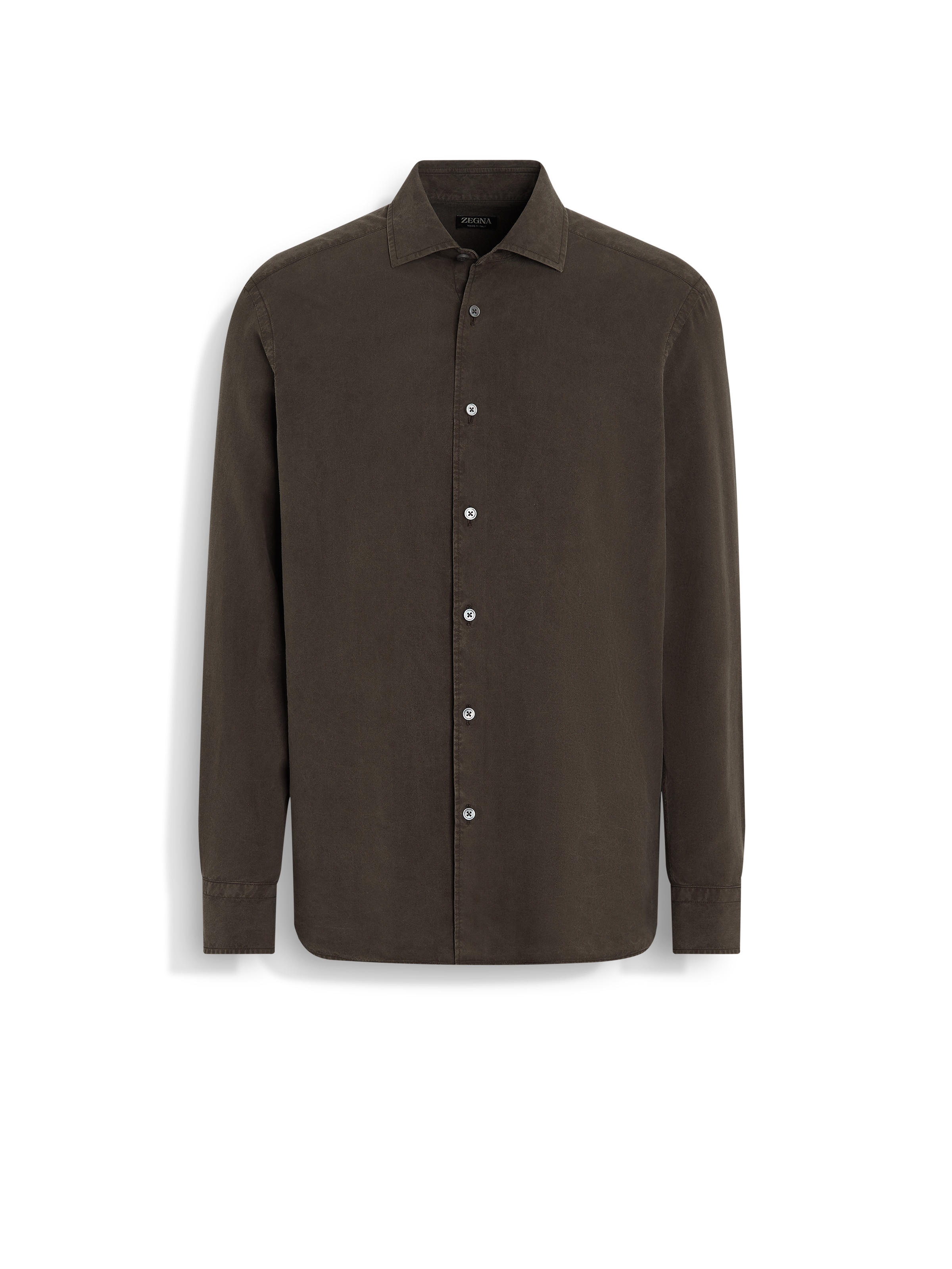 Zegna Chemise En Soie In Dark Brown