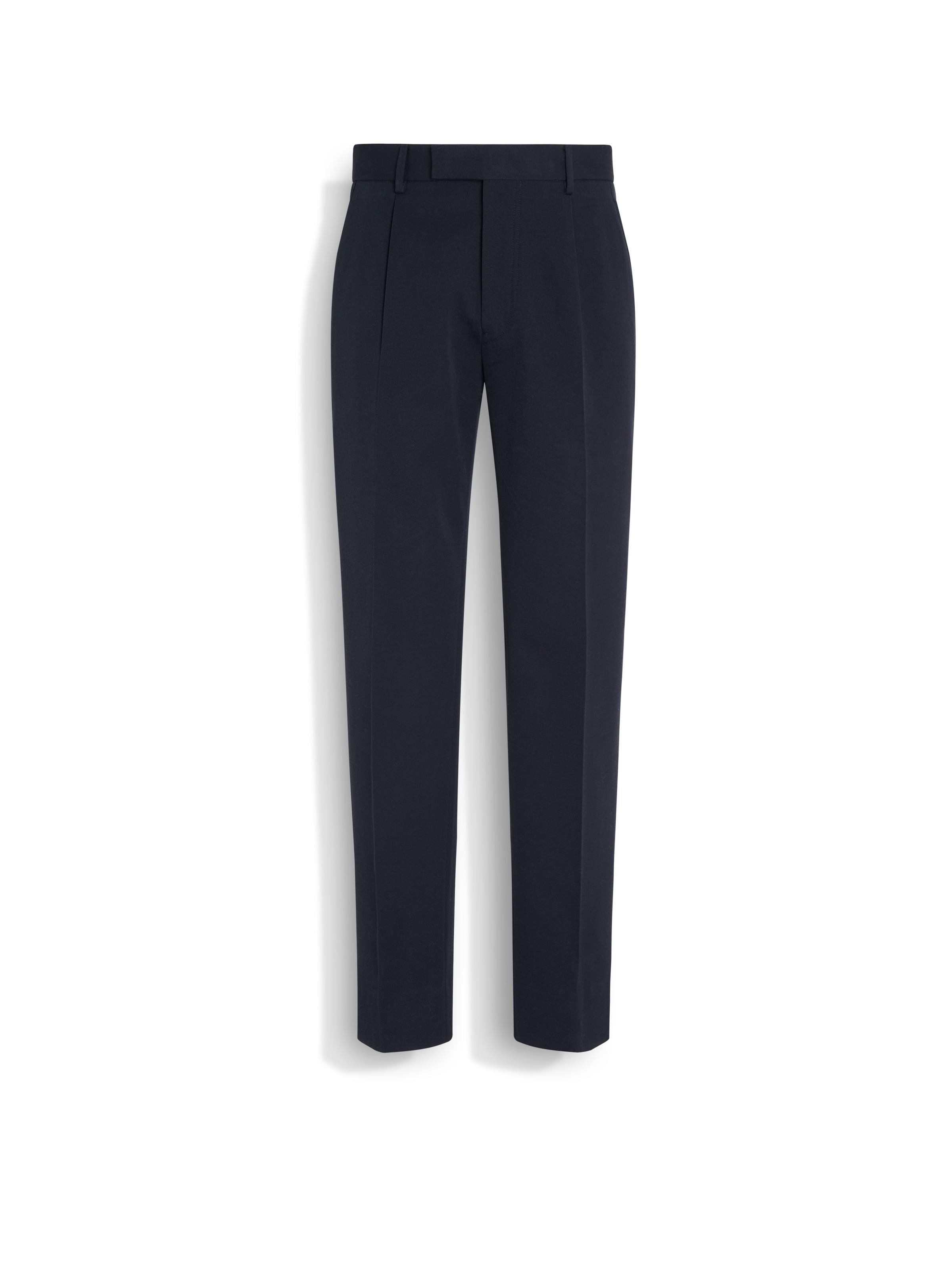 Zegna Navy Blue Cotton And Wool Pants