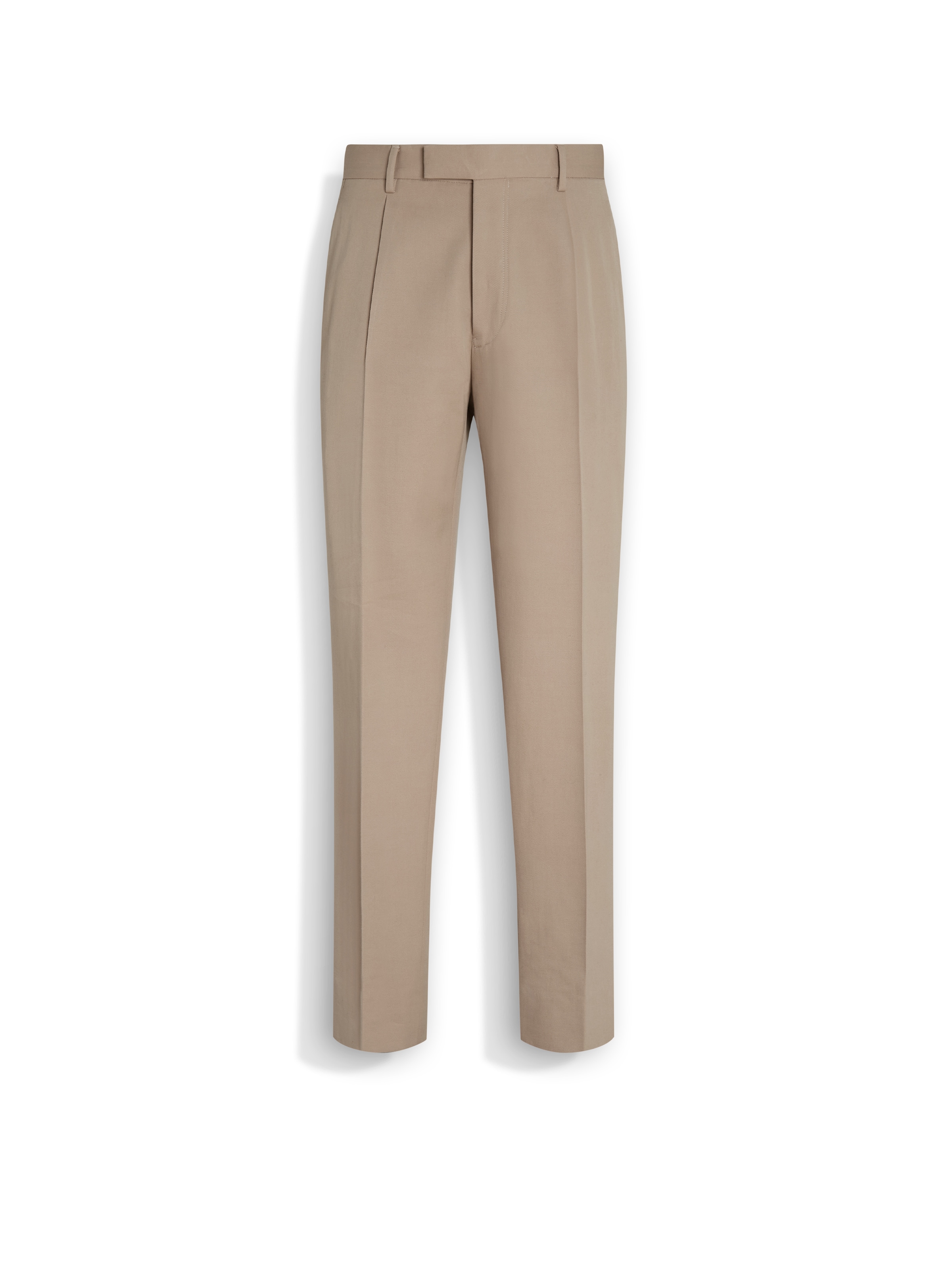 Zegna Light Taupe Cotton And Wool Pants In Brown