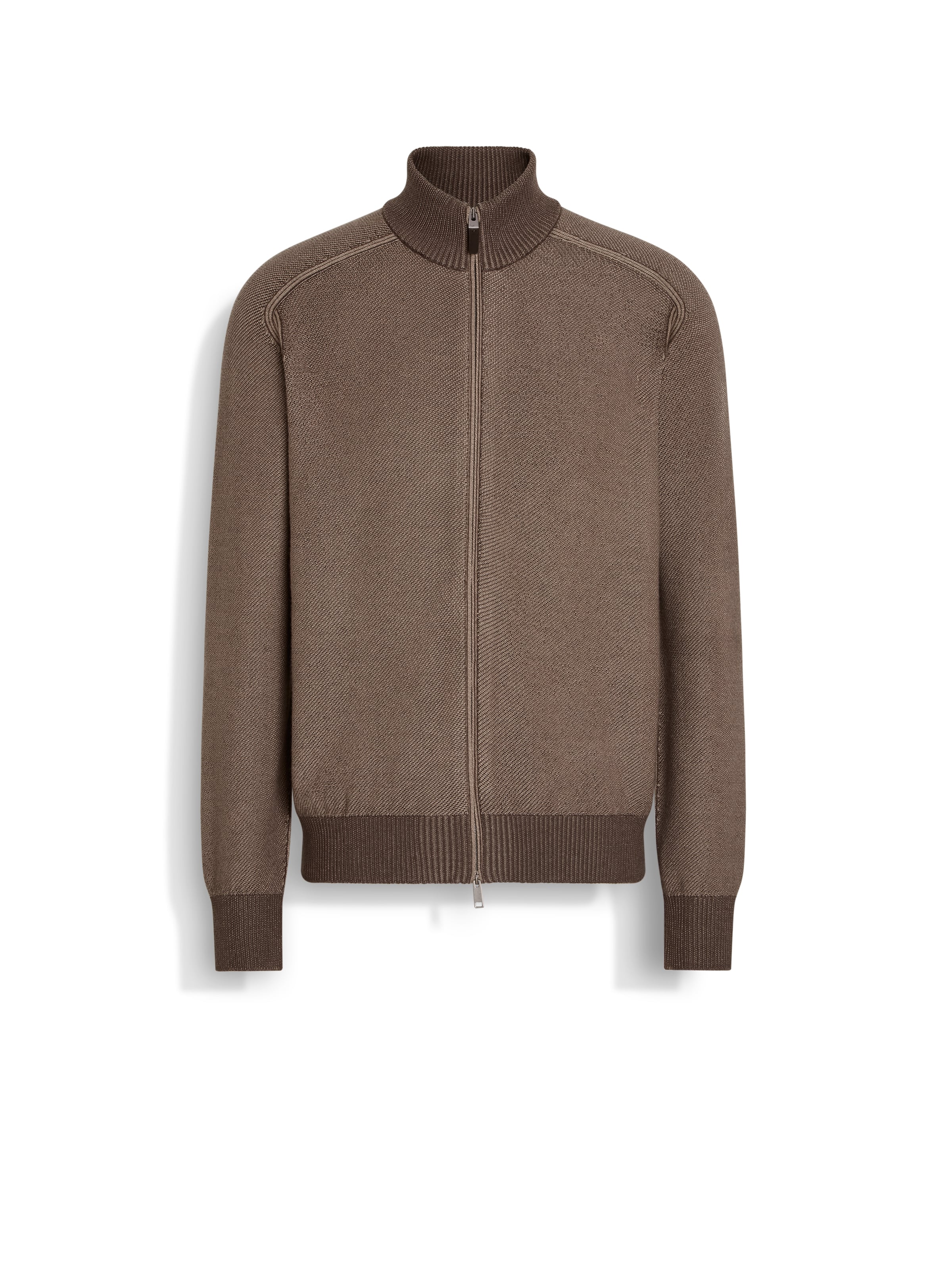 Zegna Brown And Light Taupe Cashseta Full Zip Cardigan