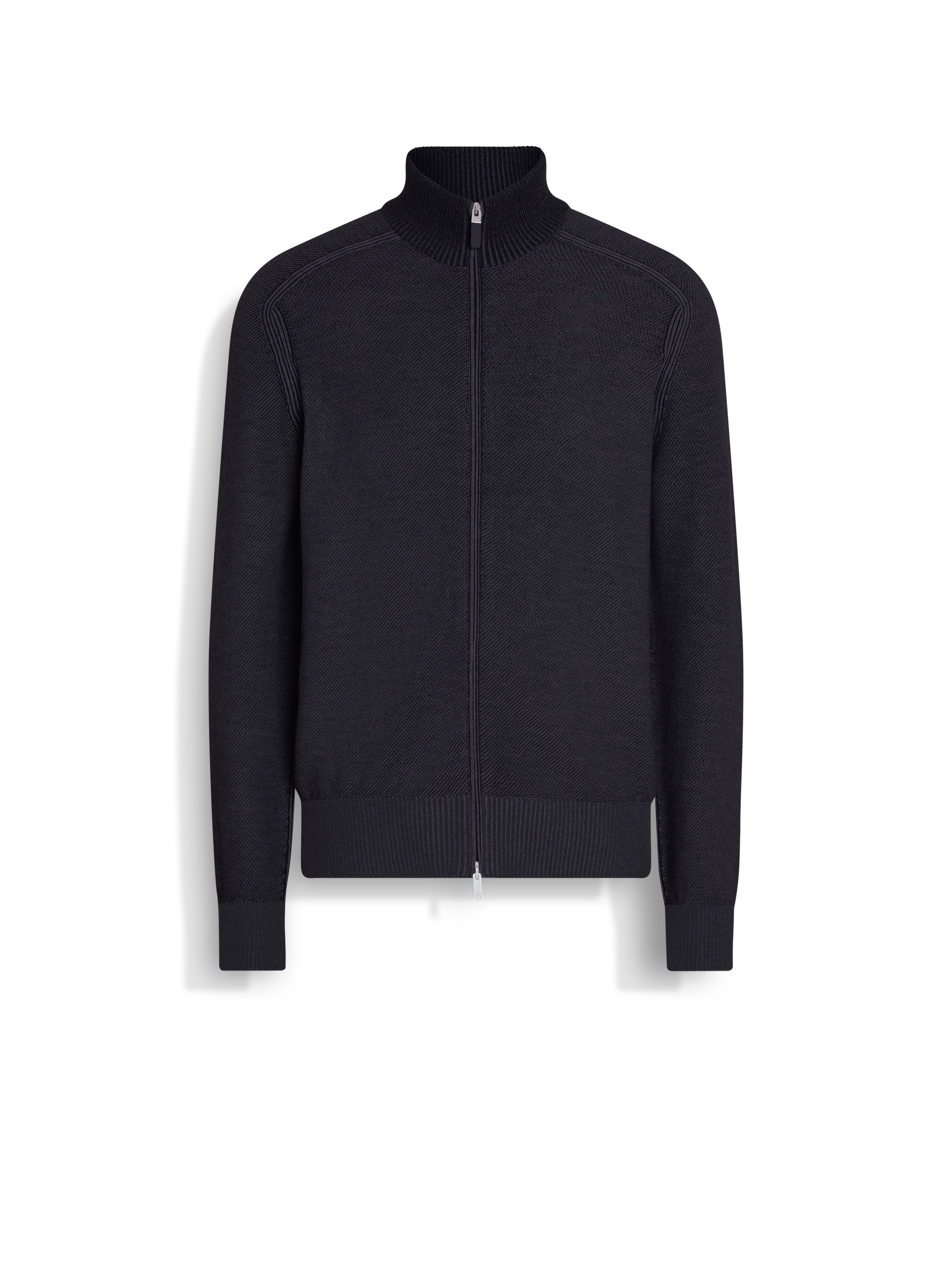 Zegna Cardigan Zippé En Cashseta Bleu Marine Chiné In Blue