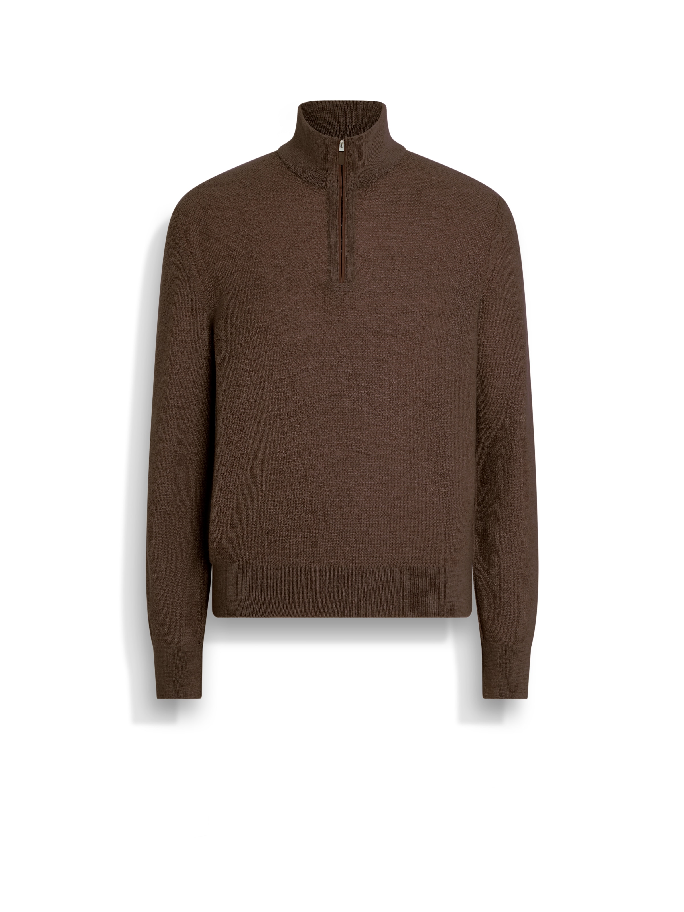 Zegna Brown Oasi Cashmere Zip Mock Neck