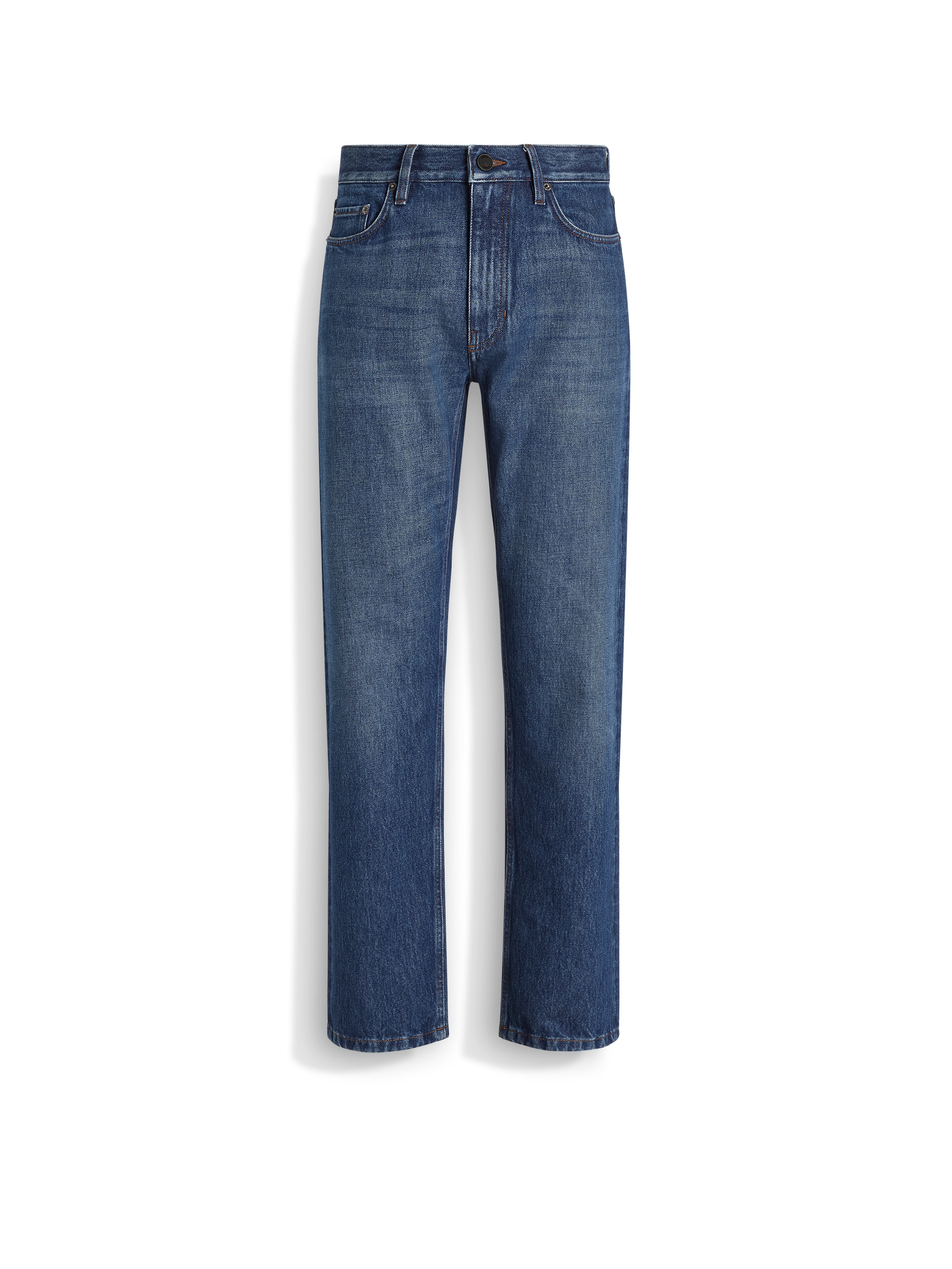 Zegna Jean Roccia En Coton Bleu Encre Délavé In Blue