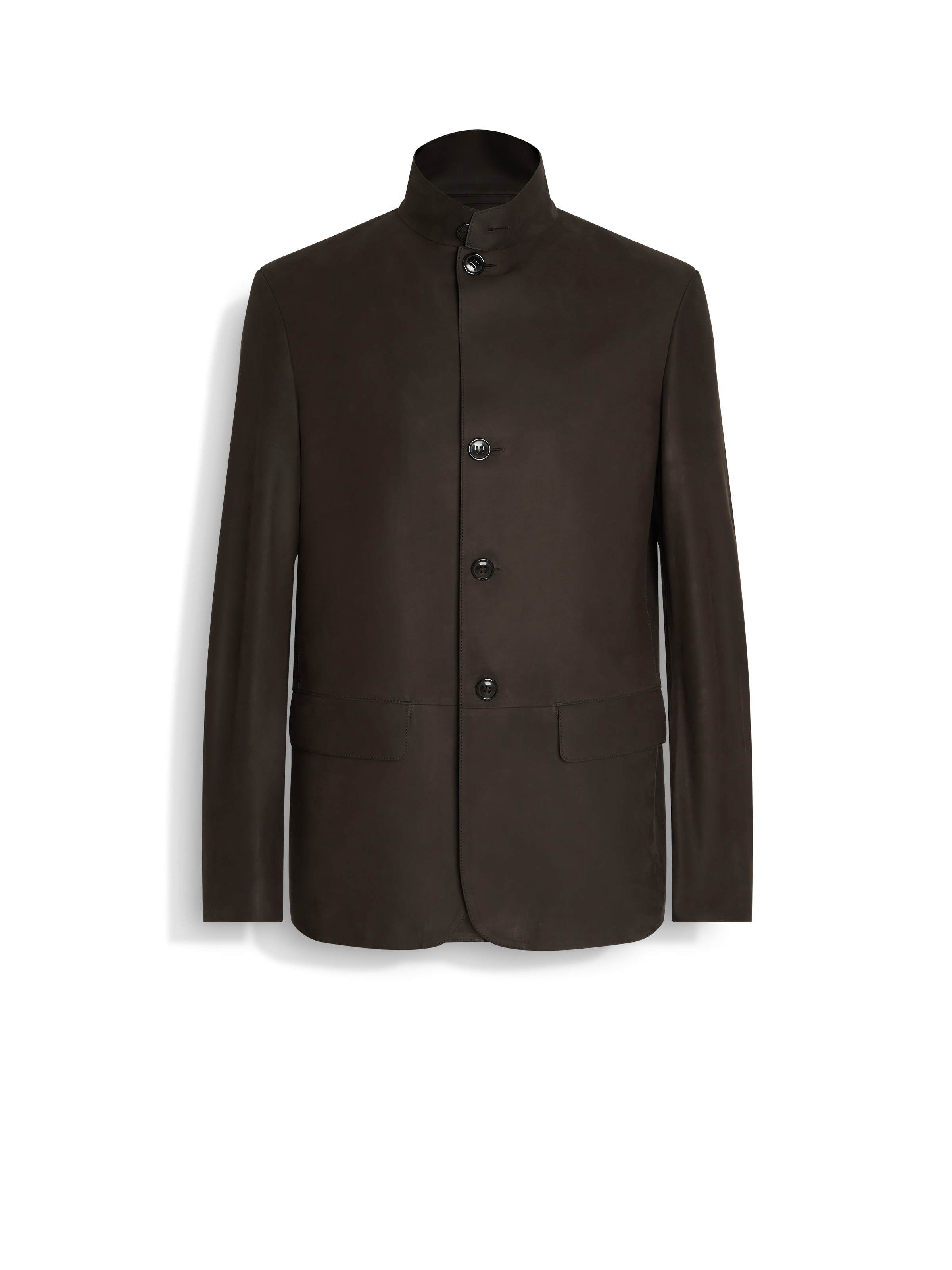 Zegna Il Conte Calf-leather Jacket In Brown