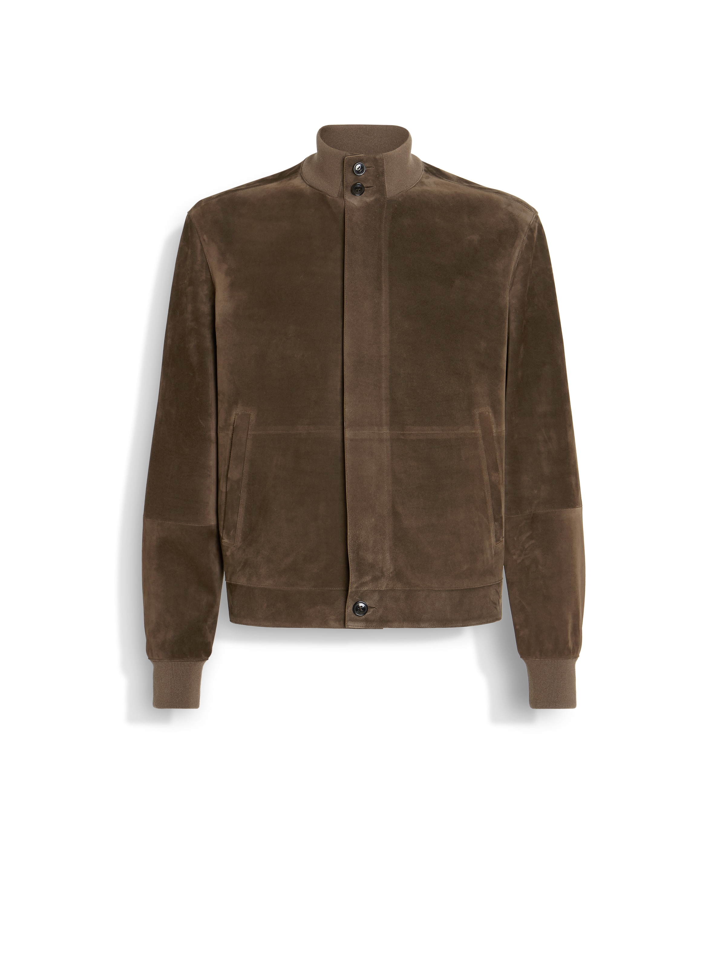 Zegna Suede Leather Blouson In Brown
