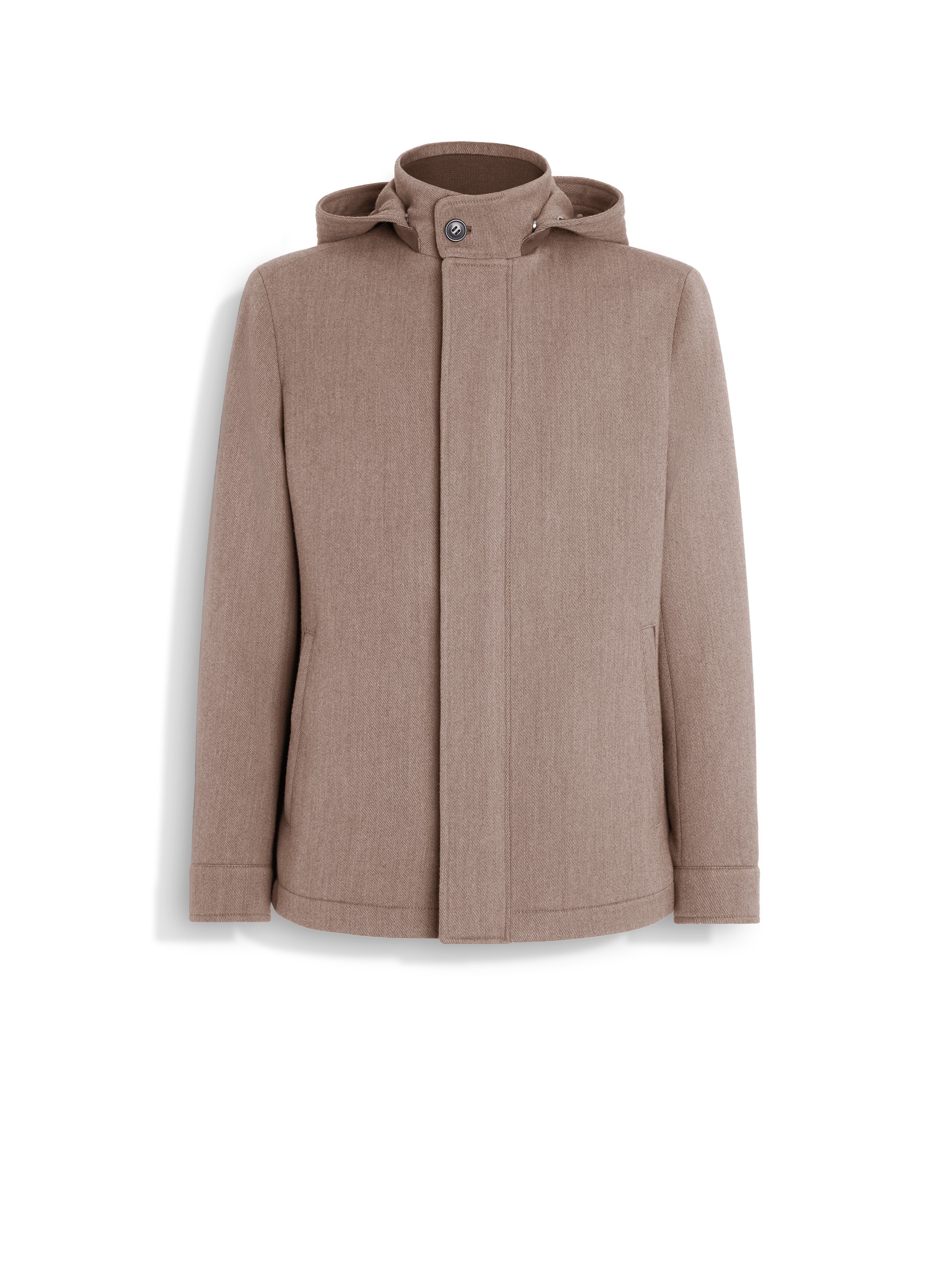 Zegna Concealed-fastening Hooded Jacket In Brown