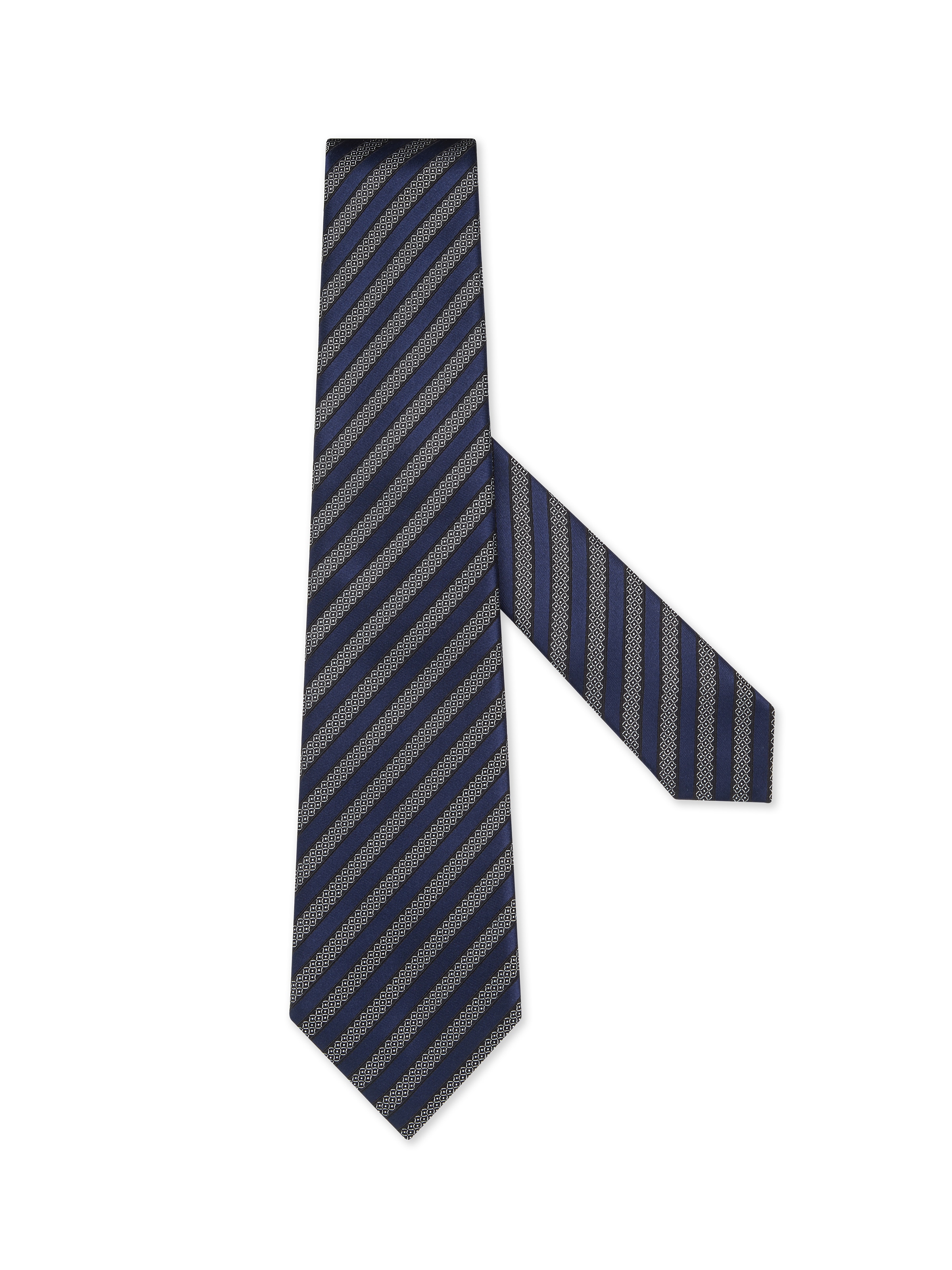 Zegna Dark Blue Silk And Cotton Tie