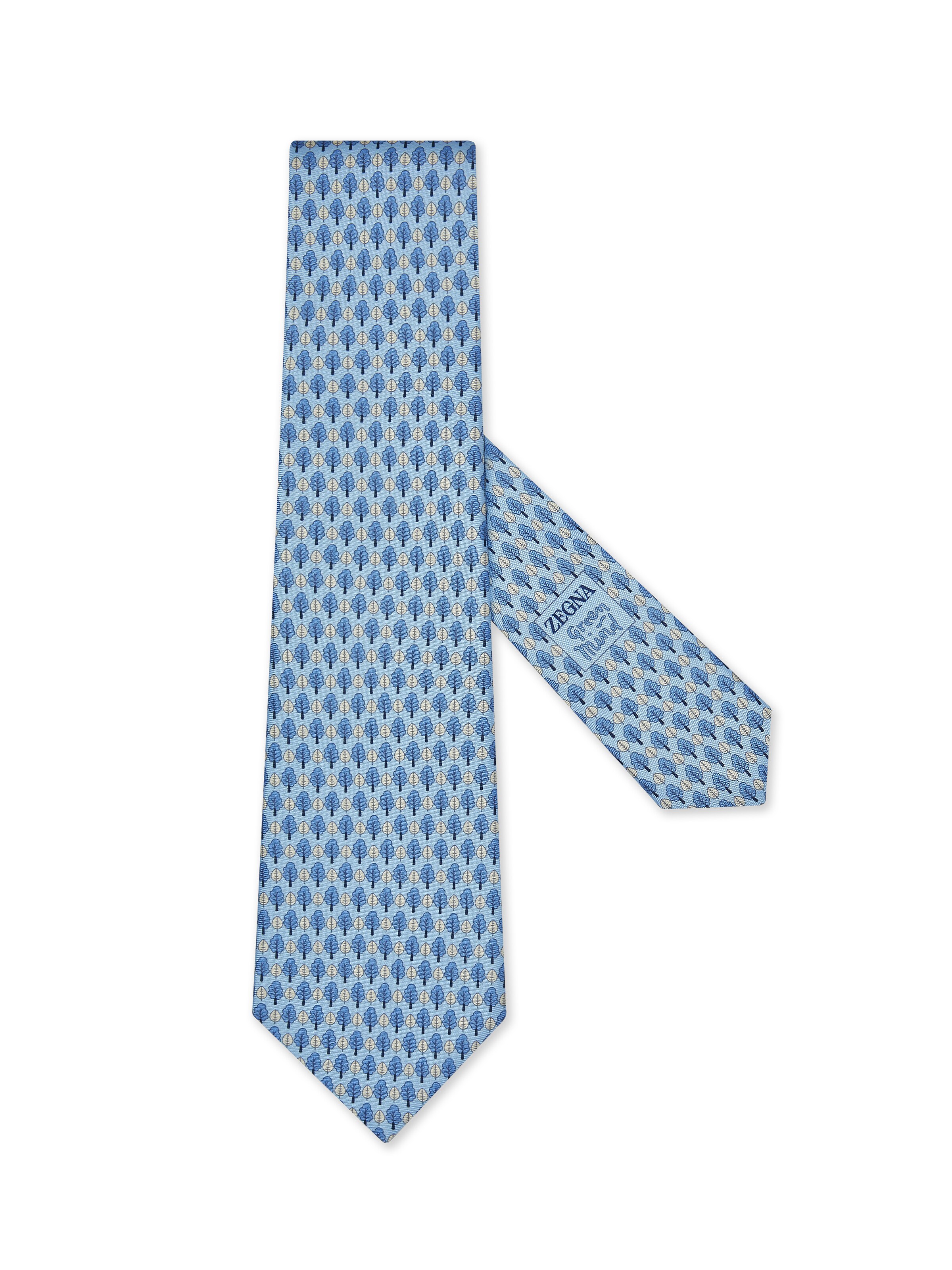 Zegna Cravate En Soie Bleu Clair In Blue