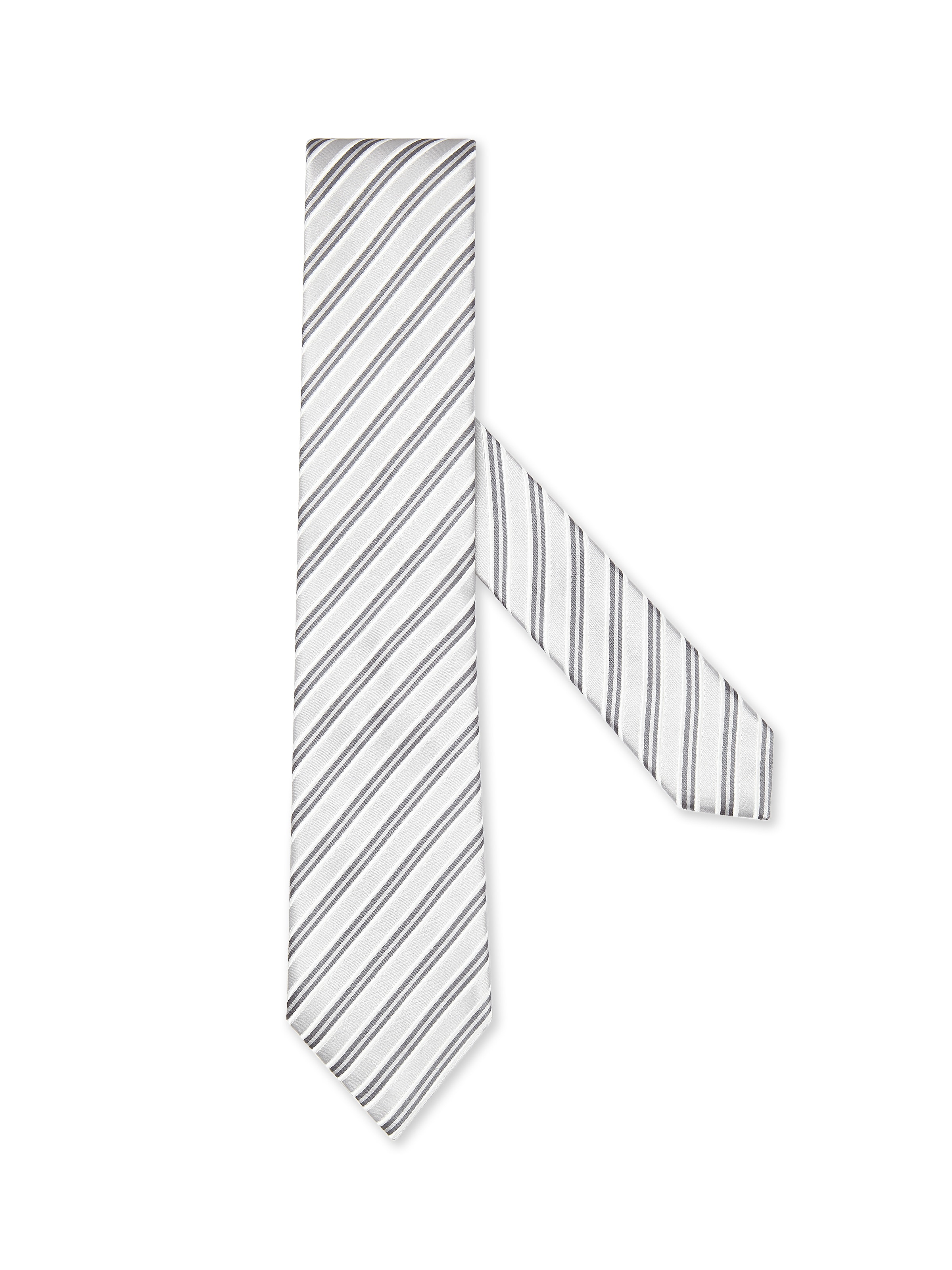 Zegna Diagonal Stripe-print Silk-blend Tie In Light Grey
