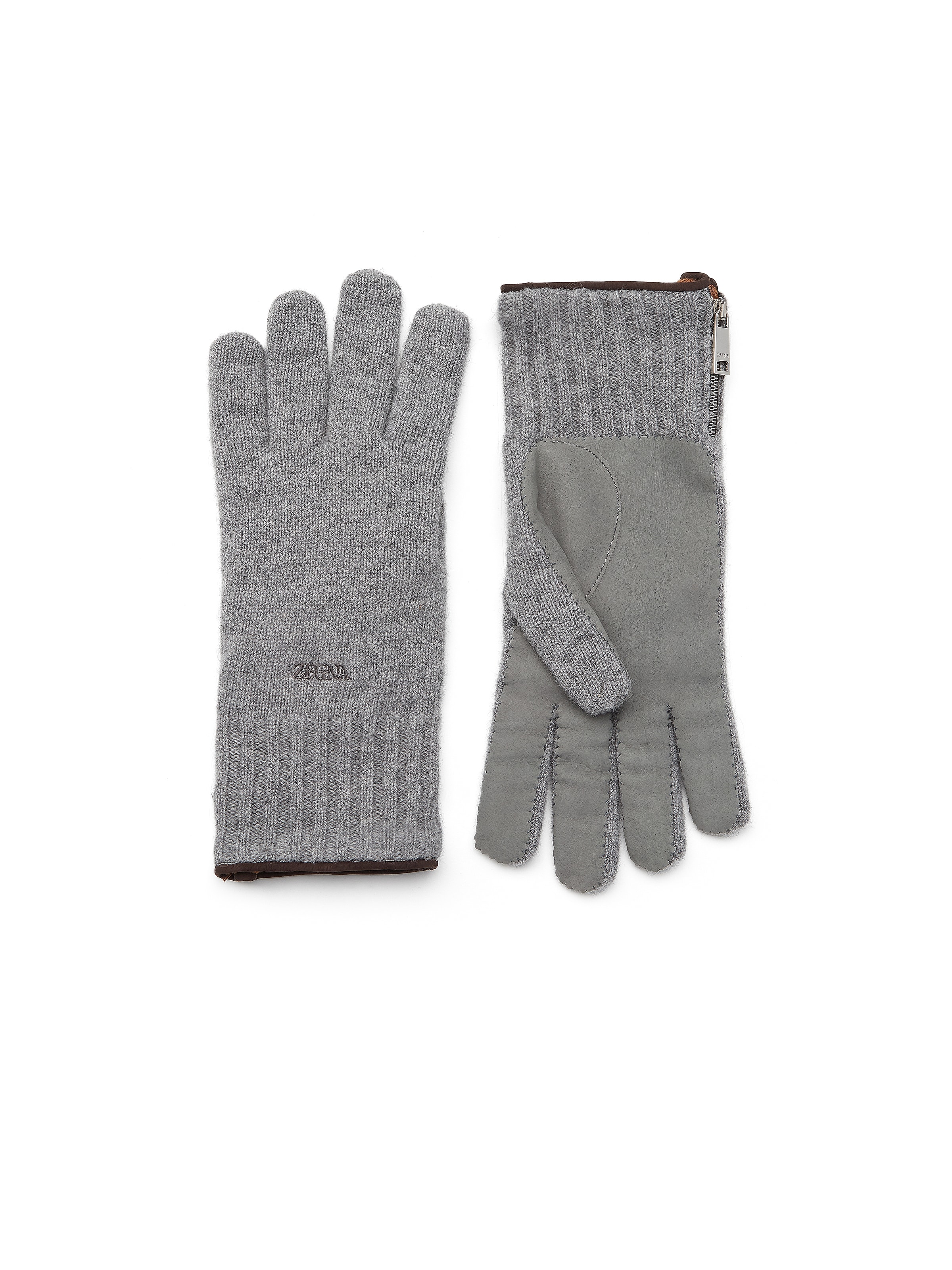 Shop Zegna Grey Oasi Cashmere Gloves