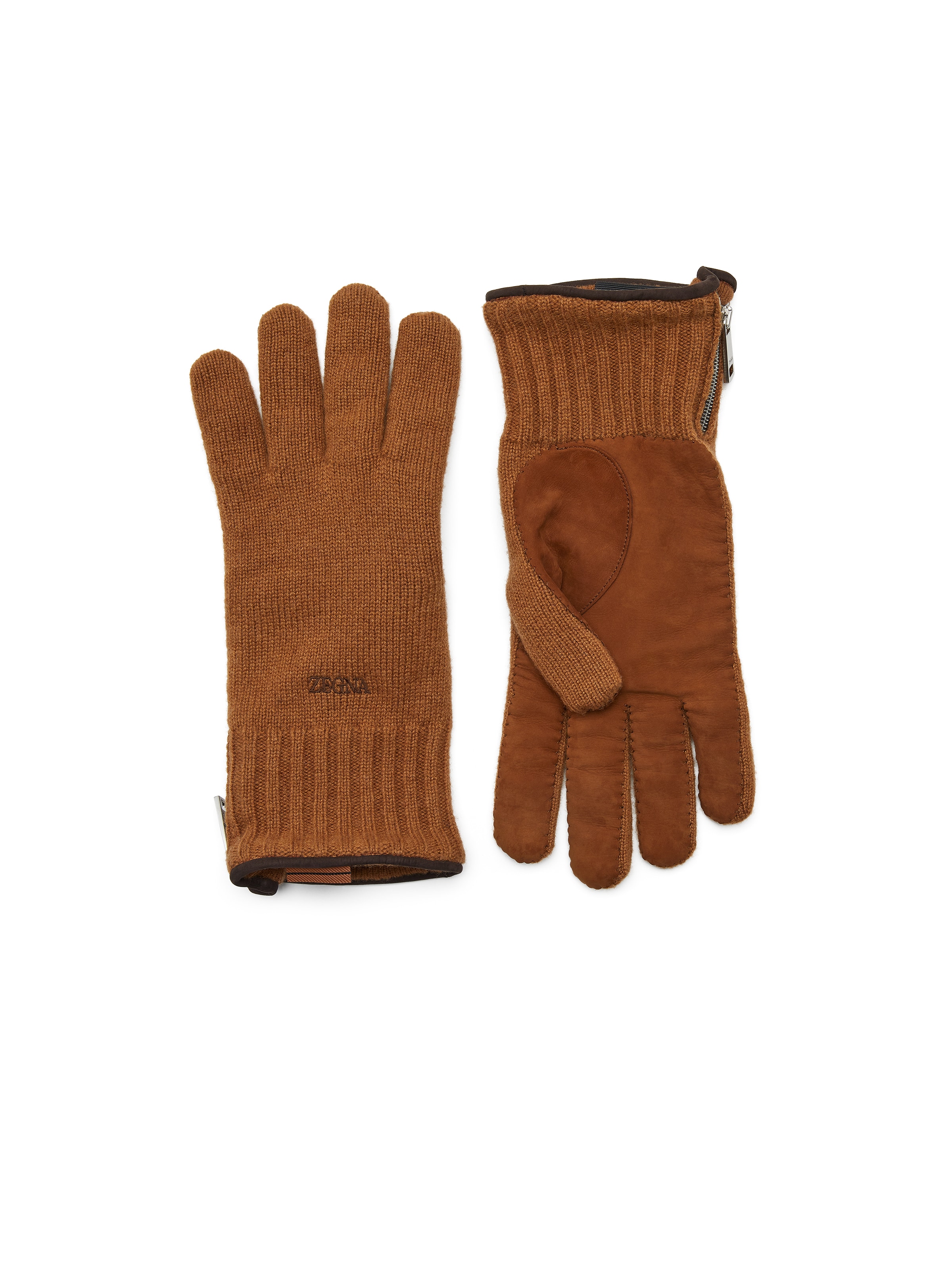Zegna Oasi Cashmere Logo-embroidered Gloves In Foliage