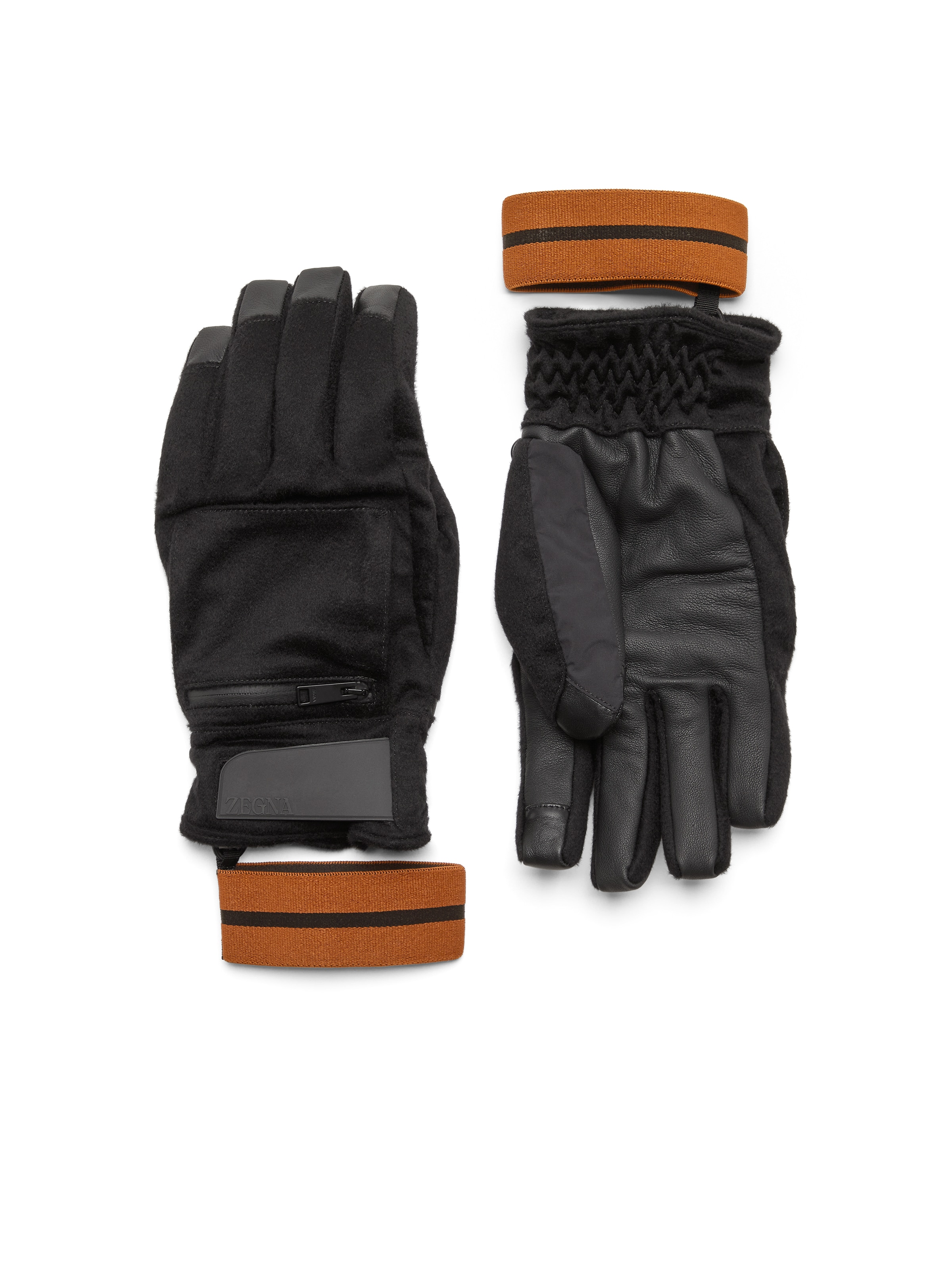 Zegna Oasi Cashmere Ski Gloves In Black