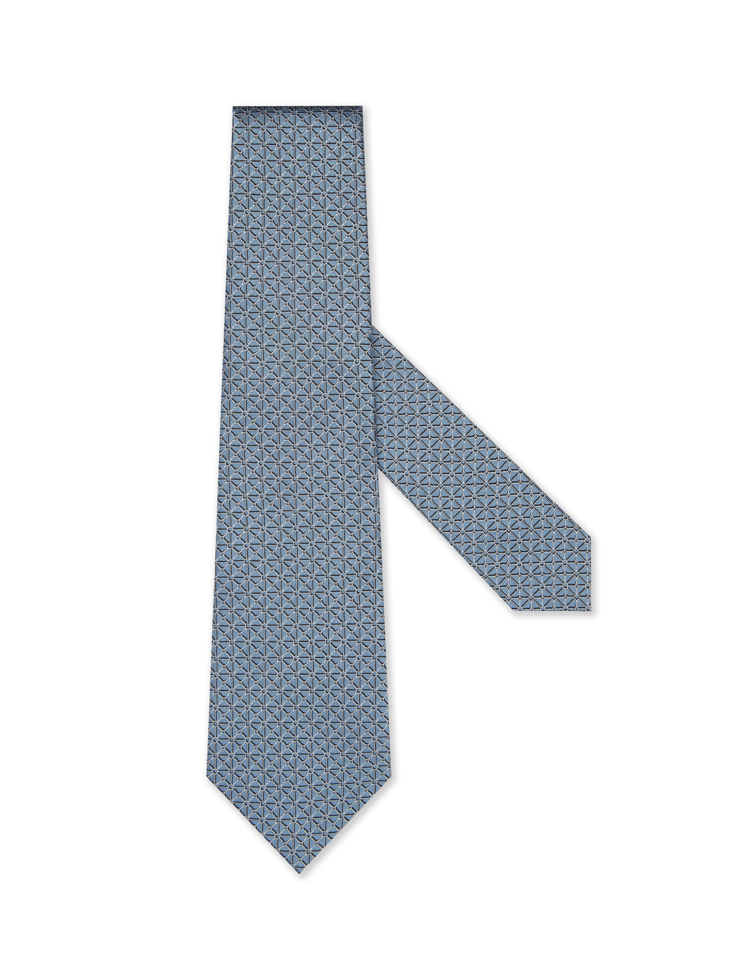 Zegna Geometric Floral Pattern Jacquard Tie In Bleu Clair