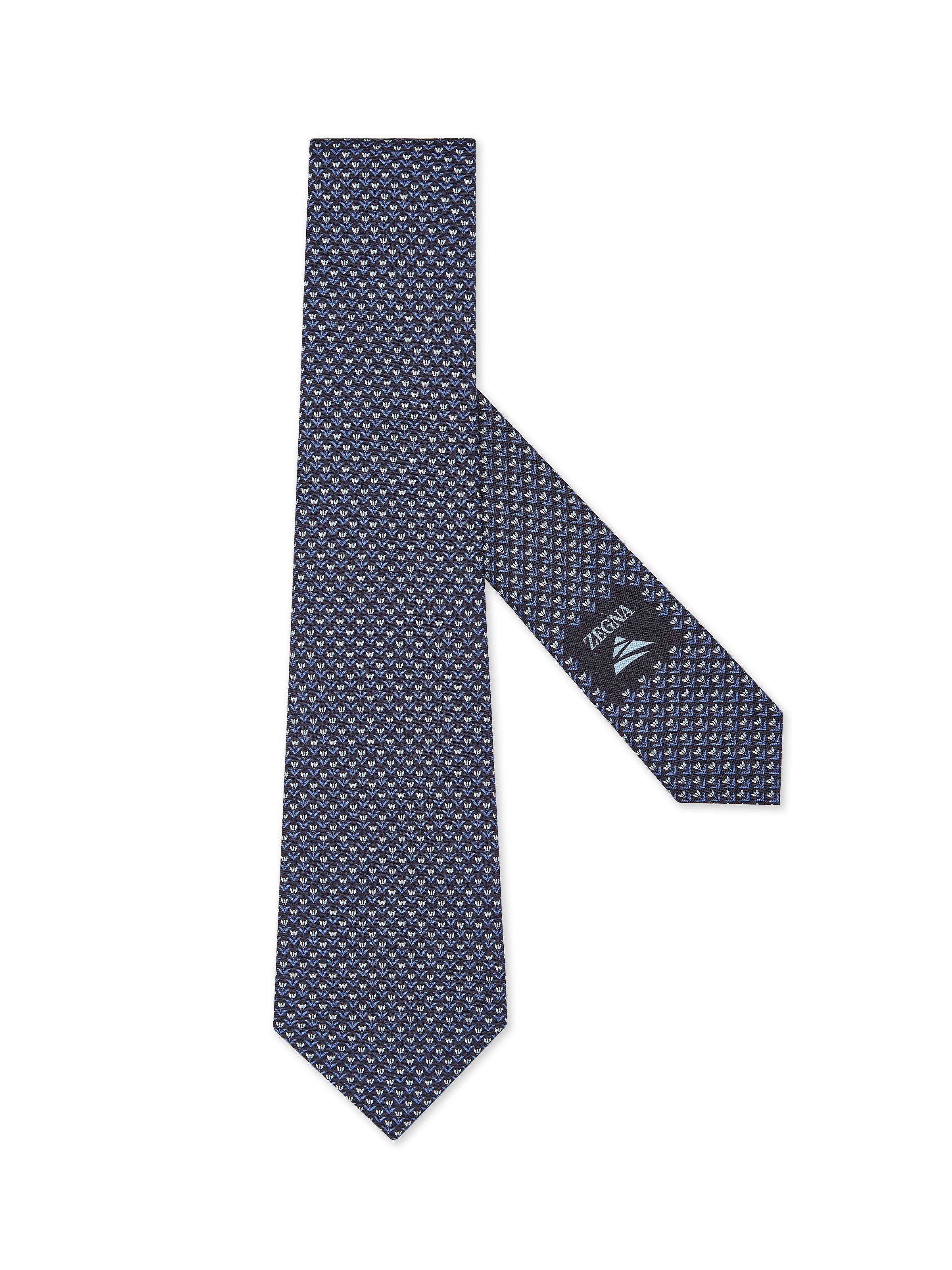 Zegna Cravate En Soie Bleu Marine