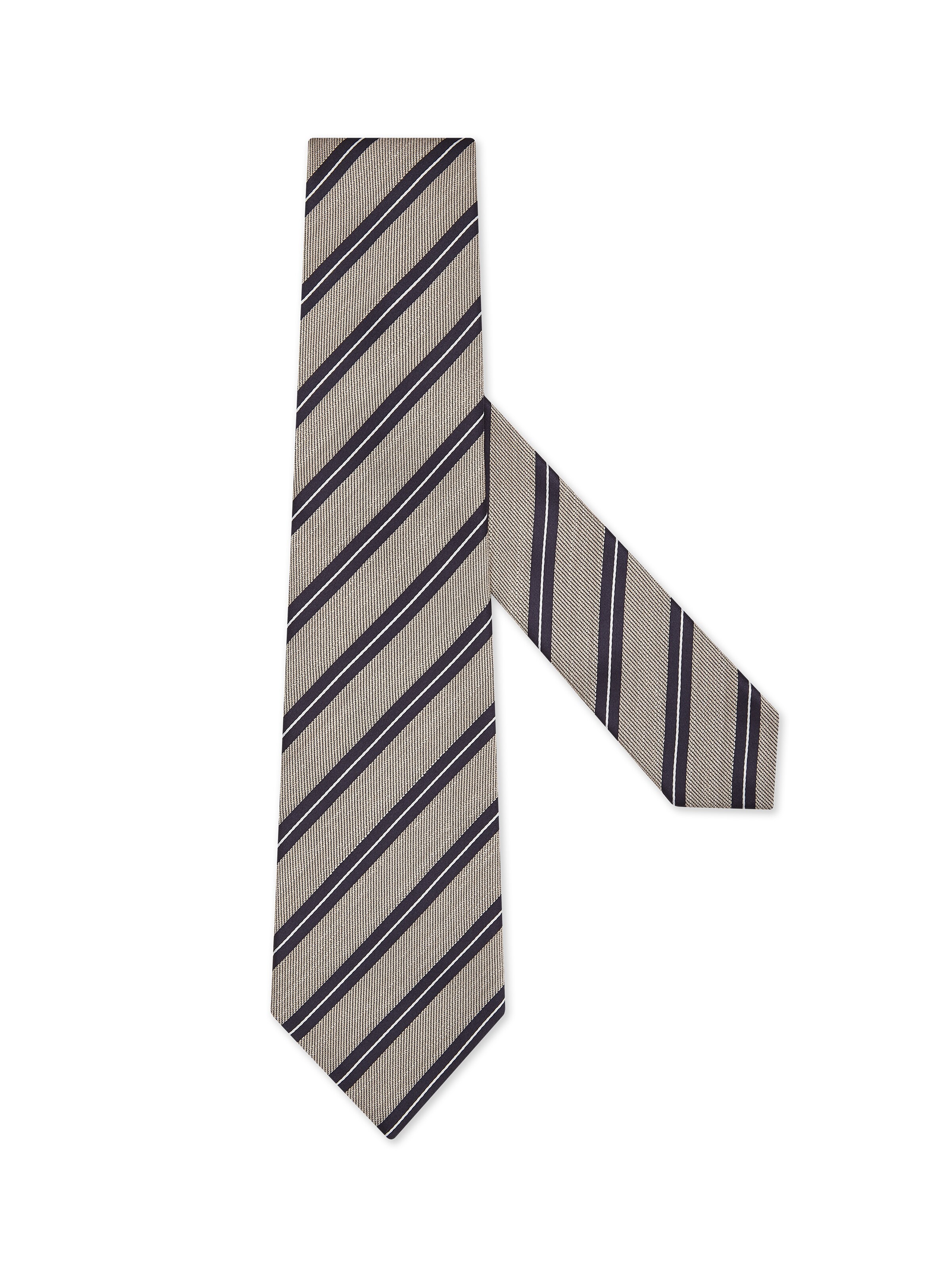 Zegna Light Taupe Silk And Linen Tie In Brown