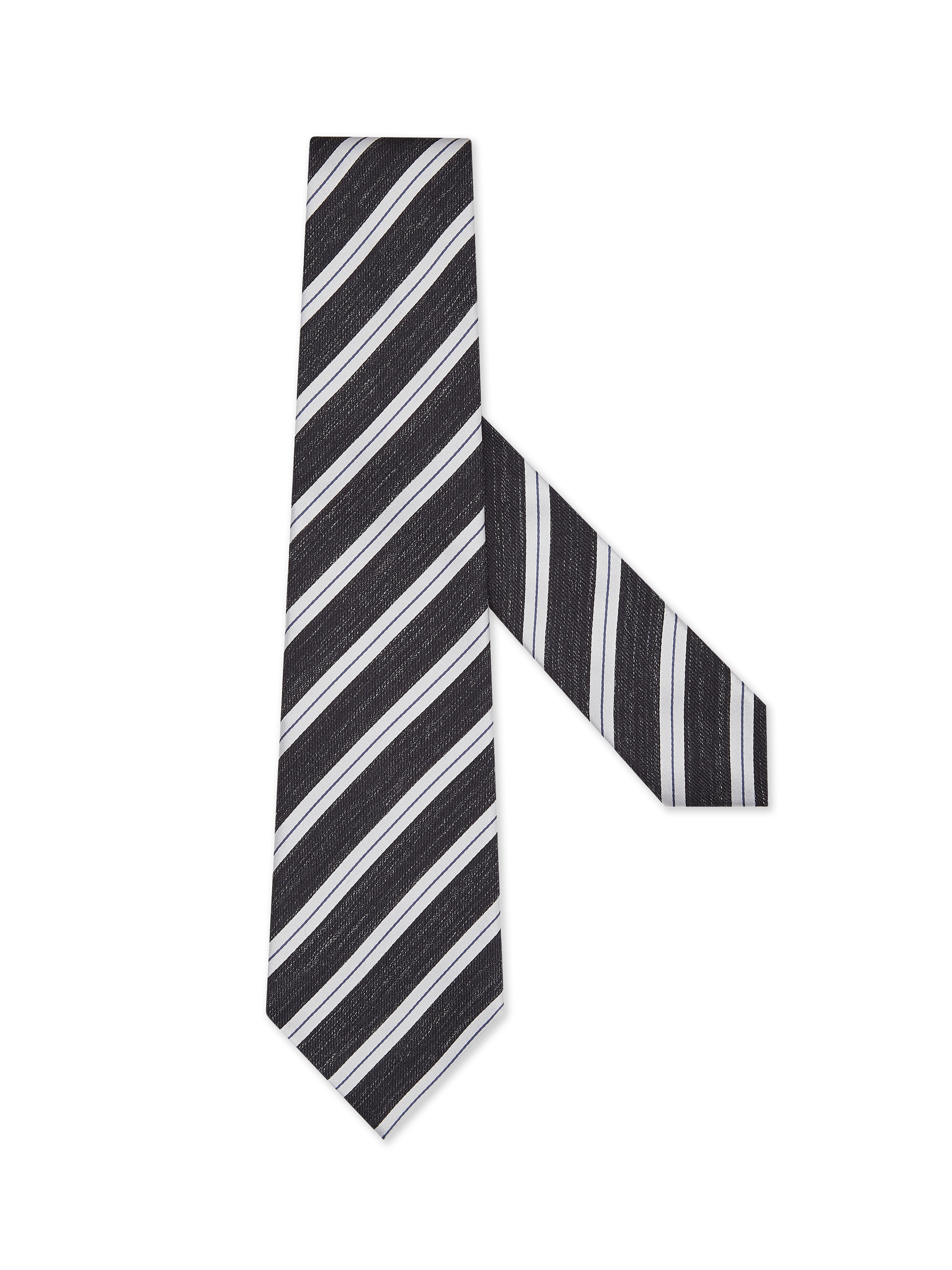 Zegna Navy Blue Silk And Linen Tie