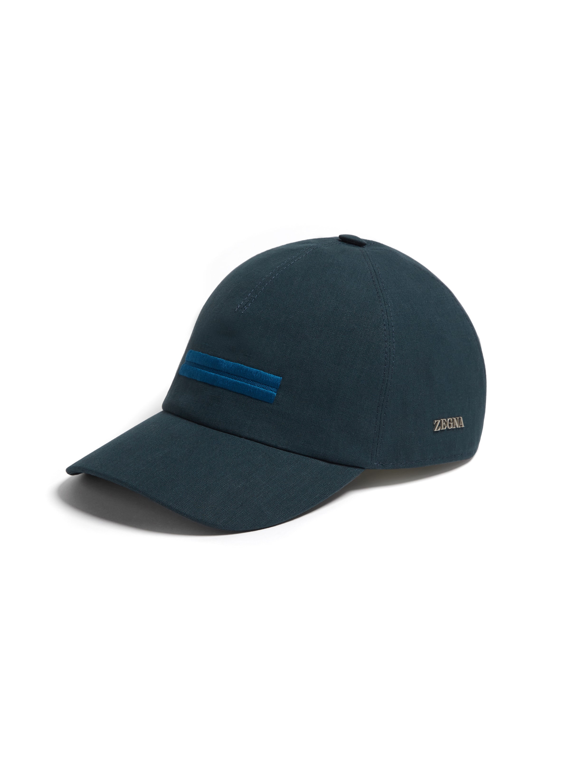 Zegna Teal Blue Oasi Lino Baseball Cap In Green
